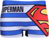 Blauw en wit gestreepte zwembroek voor jongens - Superman / 134 cm