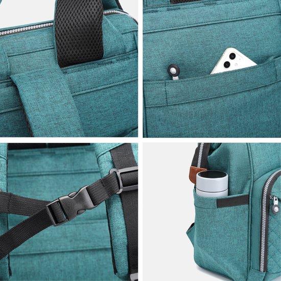 Miss Lulu Luiertas Rugzak - Inclusief Buggy en Kinderwagen Haken - Verbeterd 2023 model - Groen (E6705 GN) van Mi — afbeelding 5