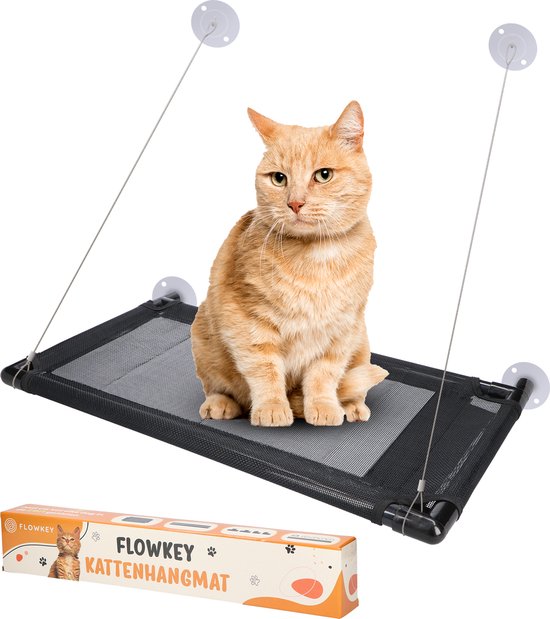 Flowkey Kattenhangmat Raam - Kattenmand Radiator - Hangmat Kat - Kattenbed  - Zwart 66 x 40 | bol.com