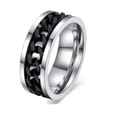 Ring- RVS- Kabel-MT 12-Zilverkleur-Zwart-Charme Bijoux