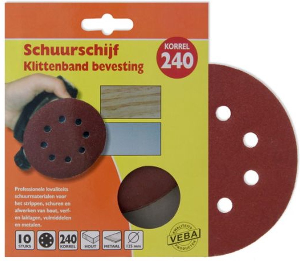 VEBA SCHUURSCHIJF KLITTENBAND 125MM 10ST P240