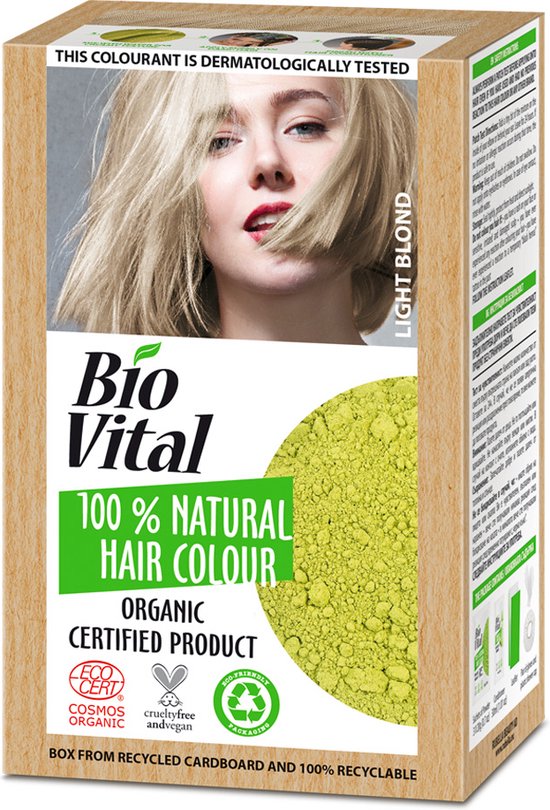BIO VITAL 100% NATURAL ORGANIC Light Blond Lichtblond – Haarverf – Henna – Biologisch – Natuurlijk – Organic -  EcoCert Cosmos Organic, Cruelty Free en Vegan