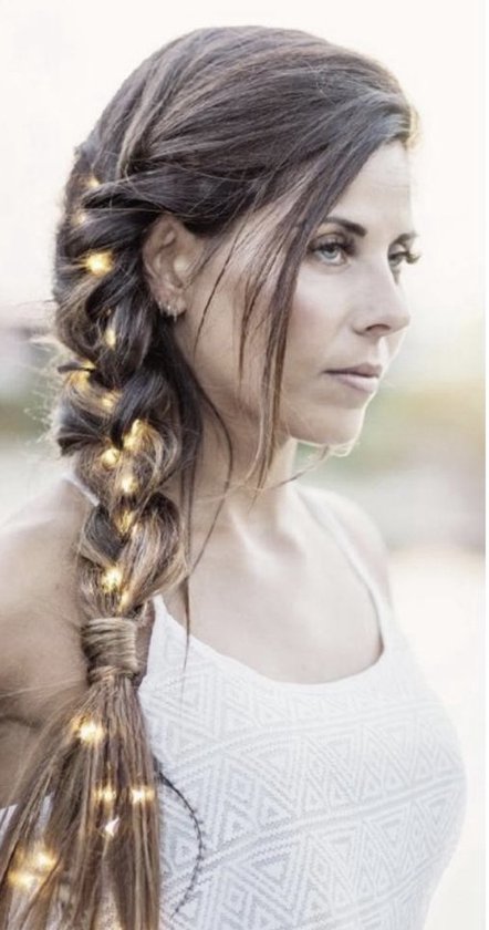 Led Hair Lights - Wit - Led Haar Lichtjes - Vlecht - 18 x Led - 90 cm -  Haaraccesoire... | bol.com