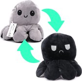 Knuffel Octopus – Emoties – Cadeau - Omkeerbare Octopus Knuffel – Speelgoed – TikTok - Mood knuffel – Zwart/Grijs