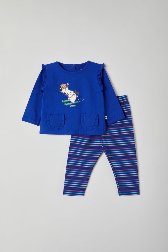 Pyjama Woody bébé fille - bleu - ours polaire - 212-3-PLG- S/852 - taille 56