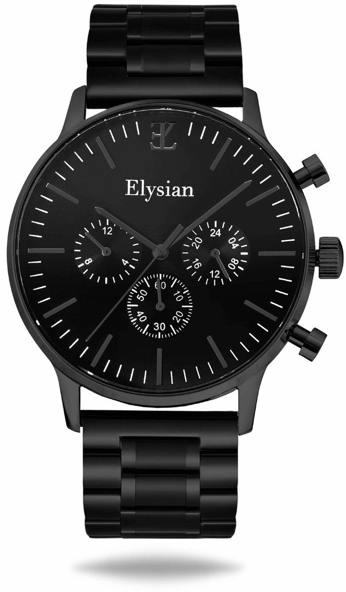 Elysian - Horloge Heren - Zwart - Schakelband - Waterdicht - Krasvrij Saffier - 43mm