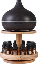 Aroma Diffuser O'PUREd + 12 Etherische Oliën - Geursverpreider - Donkerbruin