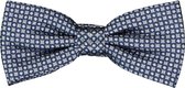 Michaelis strik, blauw met grijs dessin strik zijde