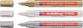 Edding Viltstift 750 Lakmarker rond goud 2-4mm Goud Zilver Wit set van 3 stuks