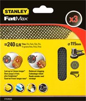 Stanley Fatmax - 3x 240g Quick Fit excentrische schuurschijven schuurpapier 115 mm