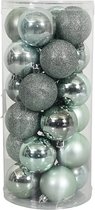 Oneiro's Luxe Kerstballen MEGA LUXE SET van 24 ZILVER -ø  40 mm - 24 stuks - groen - kerstbal - luxe verpakking – kerstcollectie – kerstdecoratie – kerstboomhanger – kerstversiering – zilver