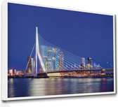 Akoestische panelen - Geluidsisolatie - Akoestische wandpanelen - Akoestisch schilderij AcousticPro® - paneel uitzicht op de kop van zuid, Rotterdam - design 174 - Premium - 130x90