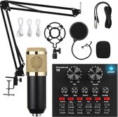 Podcast set met studio microfoon inclusief statief en effect mixer