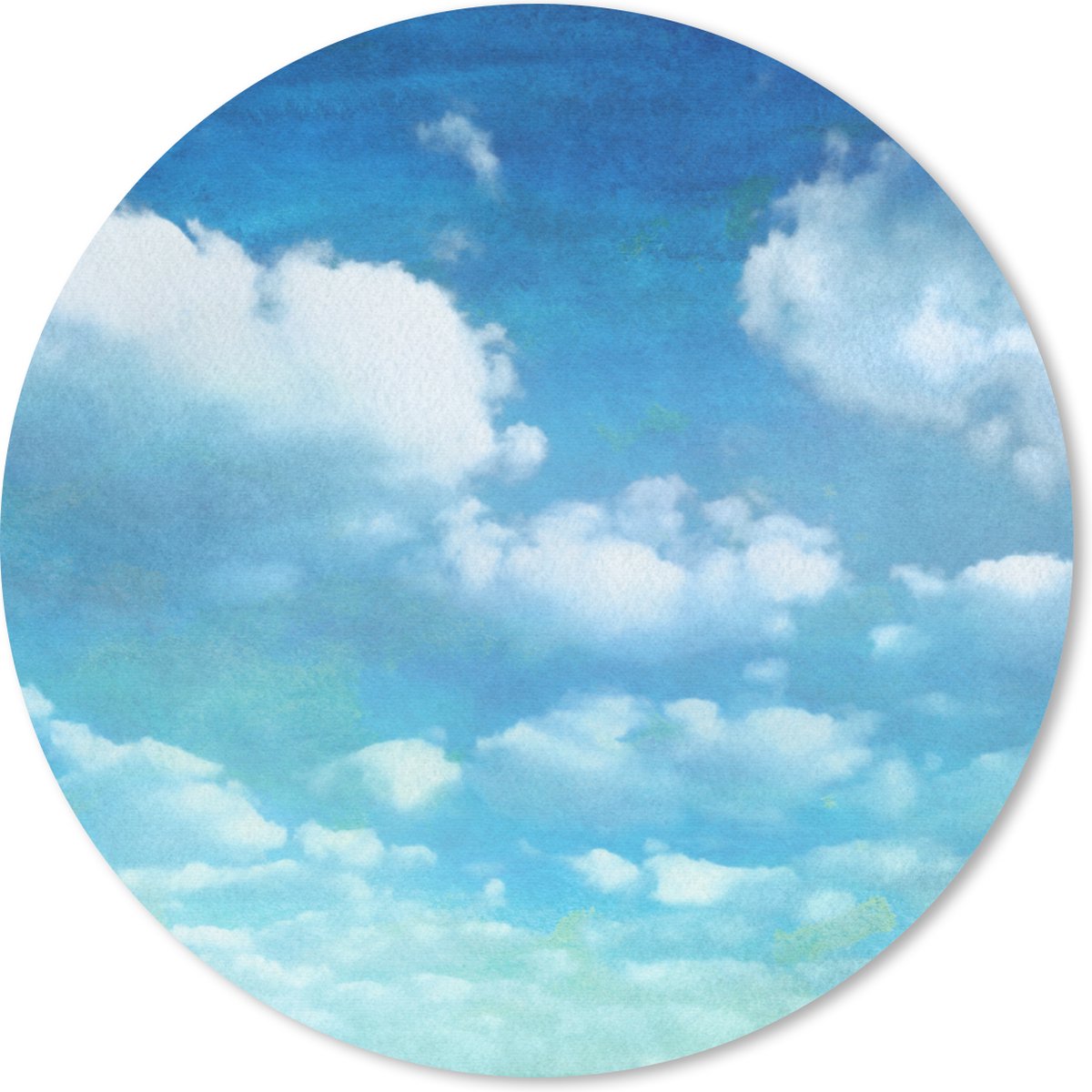 Muismat rond 20x20 cm - Mousepad Wolken - Waterverf - Zomer - Ronde muismatten