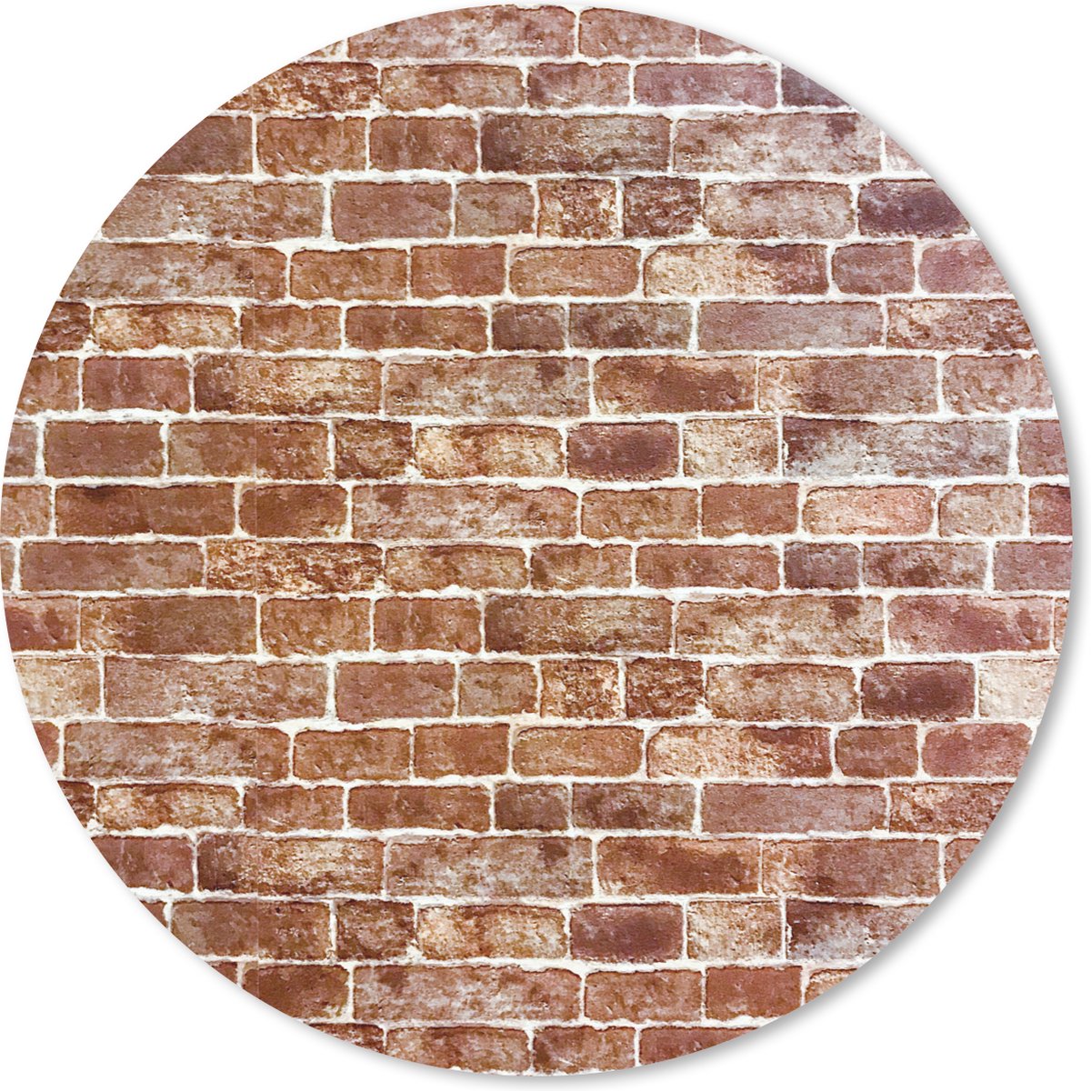 Muismat rond 40x40 cm - Mousepad Baksteen - Bruin - Wit - Muur - Ronde muismatten