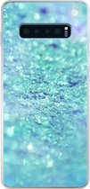Coque Samsung Galaxy S10 Plus - Texture pailletée bleue à la lumière - Siliconen - Noël - Cadeaux - Cadeaux chaussures