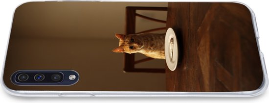 Coque Samsung Galaxy A30s - Chat - Table à manger - Assiette - Coque de téléphone en Siliconen