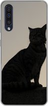 Geschikt voor Samsung Galaxy A50 hoesje - Kat - Donker - Schutting - Siliconen Telefoonhoesje