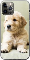 Geschikt voor iPhone 13 Pro hoesje - Golden Retriever puppy liggend op de bank - Siliconen Telefoonhoesje