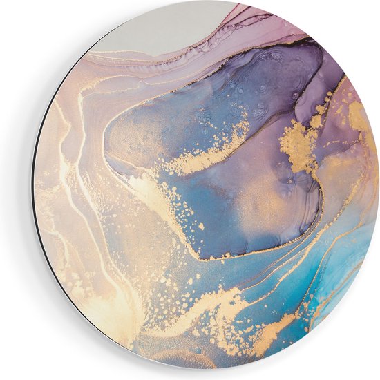Artaza Dibond Muurcirkel Abstracte Kunst van Marmer - Ø 50 cm - Klein - Wandcirkel - Rond Schilderij - Voor Binnen en Buiten
