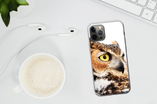 Coque iPhone 13 Pro - Hibou marron fond blanc - Siliconen - Noël - Cadeaux - Cadeaux chaussures