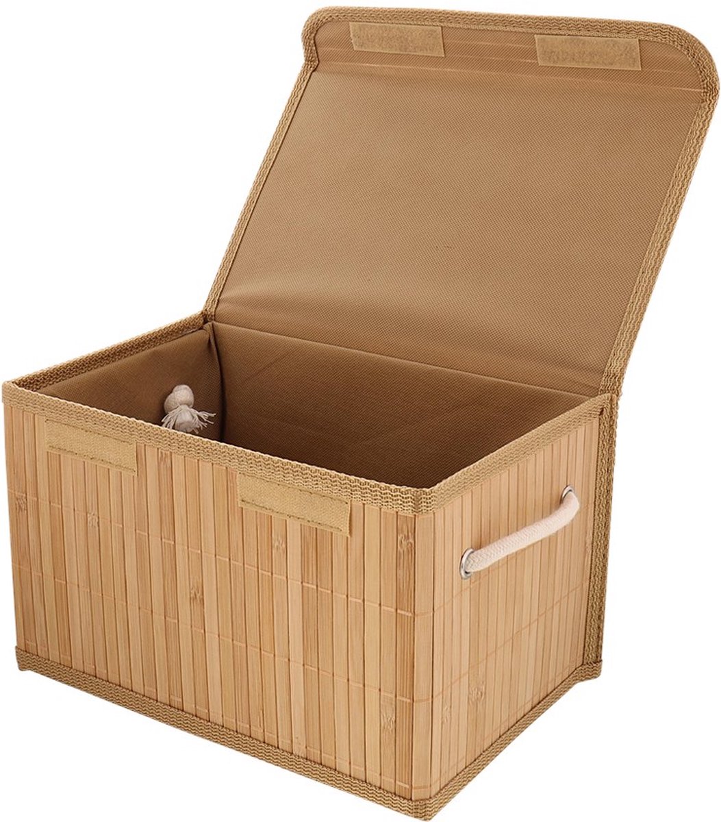 OMID HOME® - Bamboe Opbergmand - opbergmand naturel- opbergbox voor in kast - 30 x 20 x 19 cm