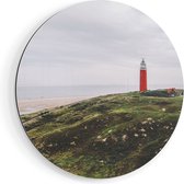 Artaza Dibond Muurcirkel Vuurtoren Texel - Ø 70 cm - Wandcirkel - Rond Schilderij - Voor Binnen en Buiten