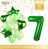 Cijfer Ballon 7 Jaar Groen Forrest Green Boeket * Hoera 7 Jaar Verjaardag Decoratie Set van 15 Ballonnen * 80 cm Verjaardag Nummer Ballon * Snoes * Verjaardag Versiering * Kinderfe