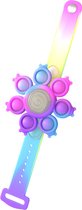 Pop it - Nieuw Spinning Light Popping Bracelet  - Armband met een licht in het donker - Push sensory toy - top roze met geel - Multi kleur -Pop it -Fidget toys- Bekend van TikTok -