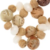 Kralenmix - Speksteen kralen (Diverse maten) Sand (28 stuks)