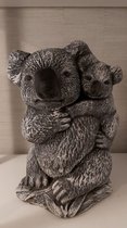 Koala met jong tuinbeeld beton grijs winterhard beeld decoratie