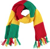Sjaal gebreid rood|geel|groen | One size | Gebreide sjaal | Sjaal heren | Sjaal dames | Sjaal Limburg | Carnavals sjaal | Apollo