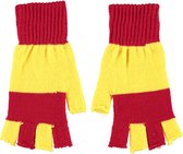 Apollo - Vingerloze handschoenen - Handschoenen carnaval - handschoenen carnaval rood/geel - one size - Vingerloze handschoenen uniseks - fingerless gloves