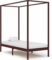 Decoways - Hemelbedframe massief grenenhout donkerbruin 90x200 cm