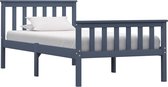 Decoways - Bedframe massief grenenhout grijs 100x200 cm