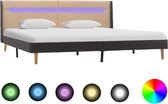 Decoways - Bedframe met LED stof crème 160x200 cm