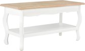 Decoways - Salontafel 87,5x42x44 cm massief grenenhout wit en bruin