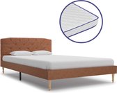 Decoways - Bed met traagschuim matras stof bruin 120x200 cm