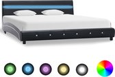 Decoways - Bedframe met LED kunstleer zwart 180x200 cm