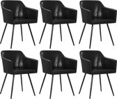Decoways - Eetkamerstoelen 6 st kunstleer zwart