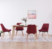 Decoways - Eetkamerstoelen 4 stuks stof wijnrood