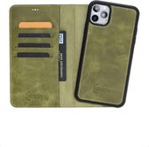 FREDO - IPhone 11 6.1" Leder Case “Secret Wallet" (Groen) | Telefoonhoesje Echt leer | Cool en Handig | Hoge Kwaliteit