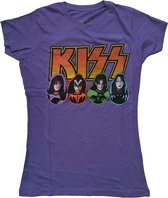 Kiss Dames Tshirt -S- Logo, Faces & Icons Paars