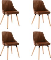 Decoways - Eetkamerstoelen 4 stuks fluweel bruin