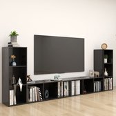 Decoways - Tv-meubelen 4 stuks 107x35x37 cm spaanplaat hoogglans zwart