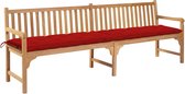 Decoways - Tuinbank met rood kussen 240 cm massief teakhout