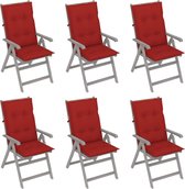 Decoways - Tuinstoelen 6 stuks verstelbaar met kussens massief acaciahout