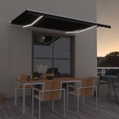 Decoways - Luifel handmatig uittrekbaar met LED 400x300 cm antracietkleur