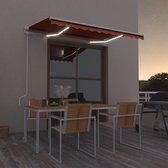 Decoways - Luifel automatisch met LED windsensor 300x250 cm oranje bruin