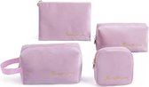 Make-up tasje- Toilettas-Beautycase - Wash Bag - Reis Etui-set of 4 -roze